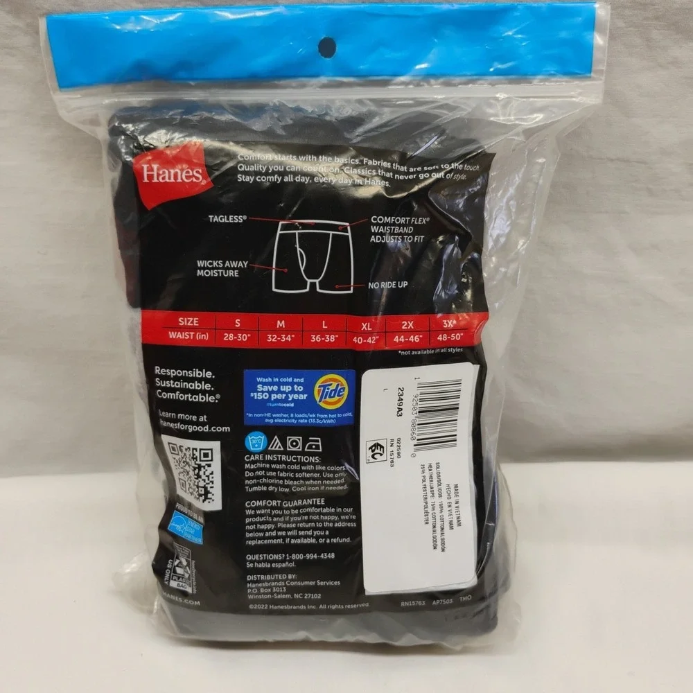 Hanes Tagless Cool Comfort Soft Mens 3-pk Lightweight Large 36-38 Boxer Briefs